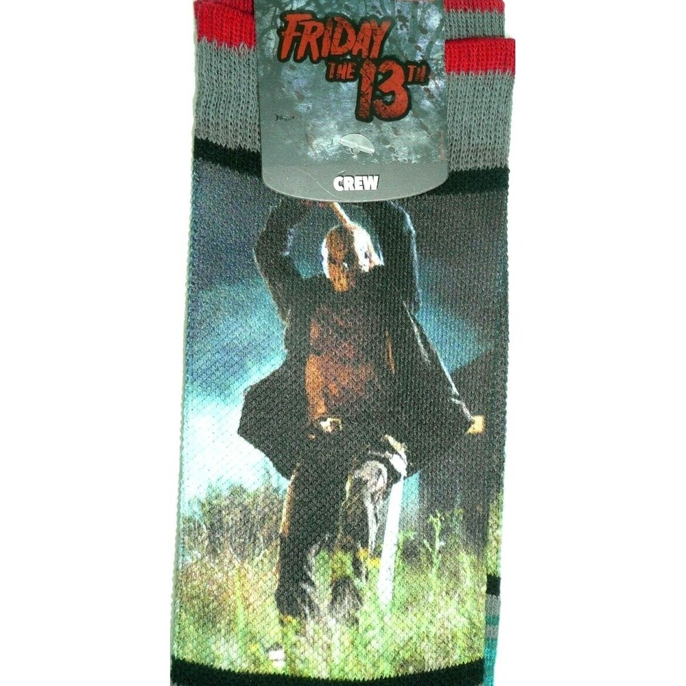 Jason Voorhees Lives Crew Socks Friday The 13th Hockey Mask Horror Slasher